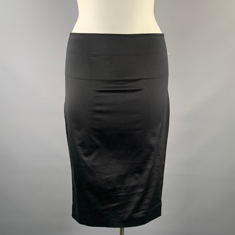 GUCCI Size L Black Cotton Blend Fitted Below Knee Skirt